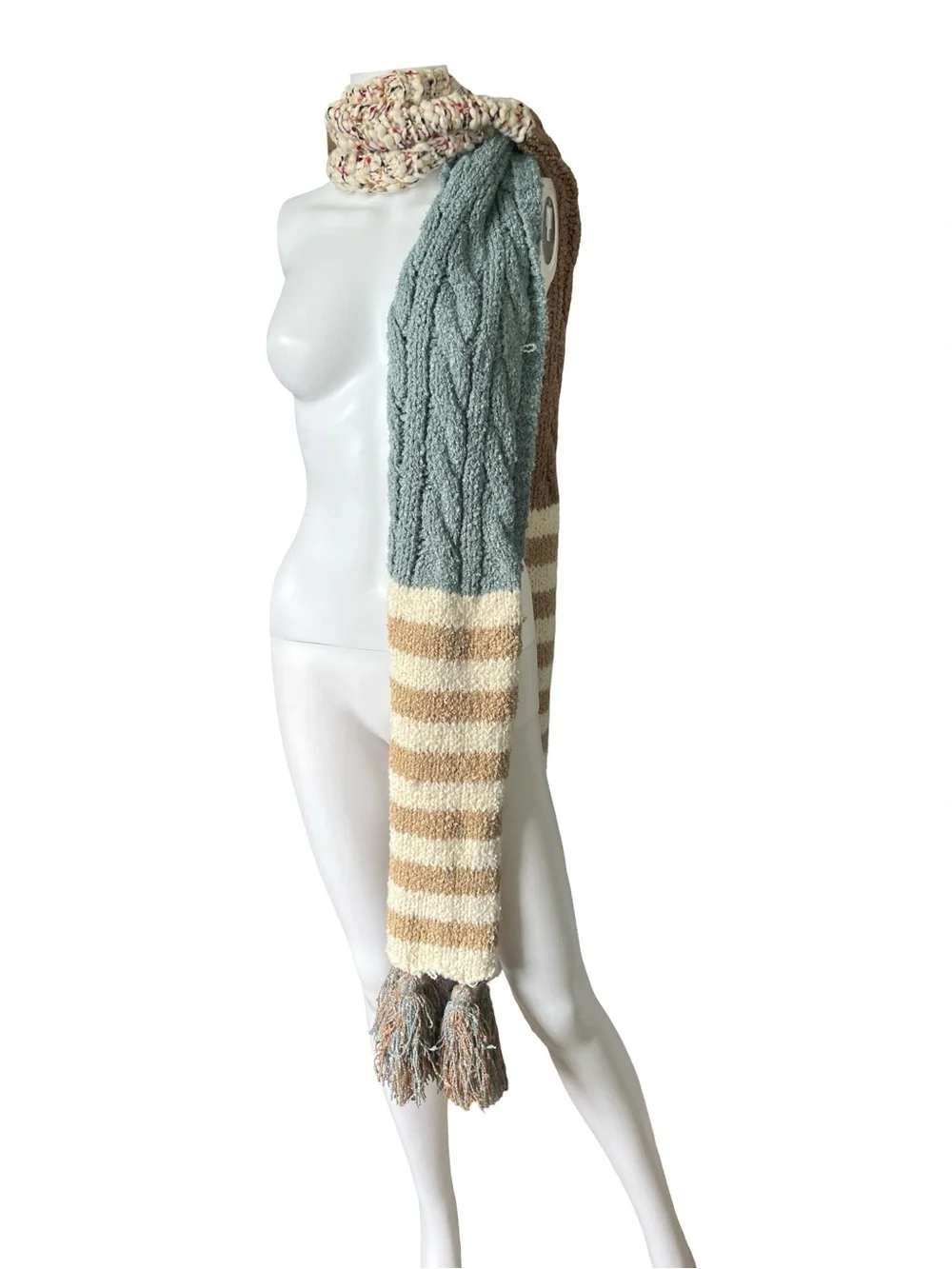 Free People Nova Tassel Scarf in Natural One Size Chunky Oversized Whimsical